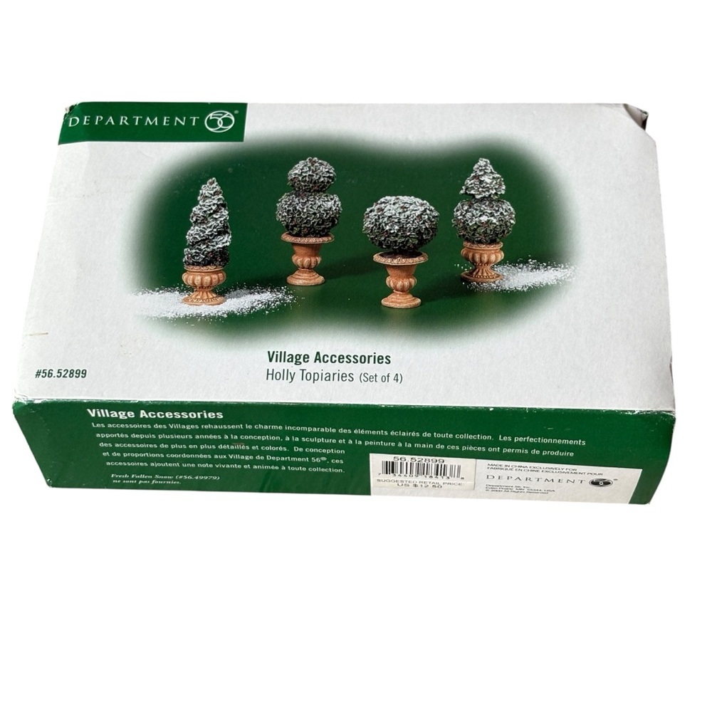 Department 56 Village Accessories Holly Topiaries Set of 4 Christmas Holiday